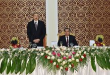 В честь Президента Азербайджана Ильхама Алиева устроен официальный прием (ФОТО)