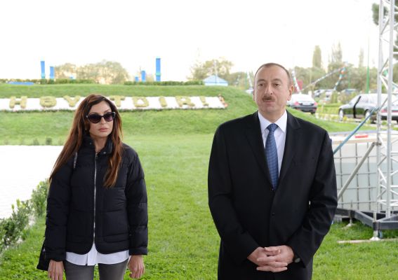 President Aliyev attends ceremony of water supply system reconstruction in Goranboy