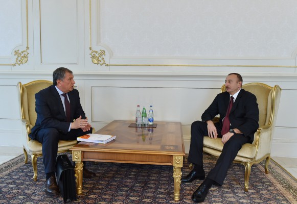 Azerbaijani president receives president of Rosneft