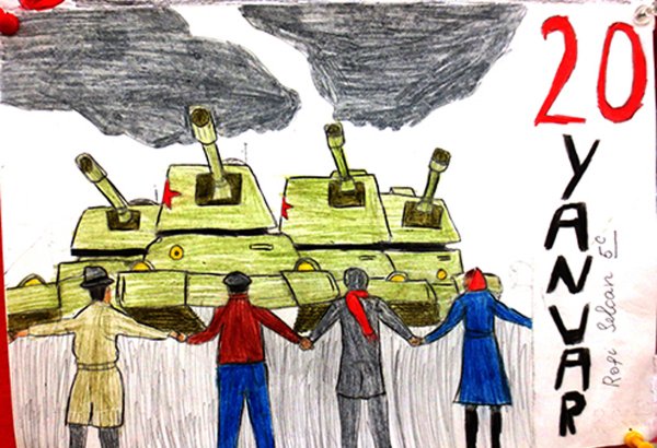 Трагедия 20 января в рисунках бакинских школьников (ФОТО)