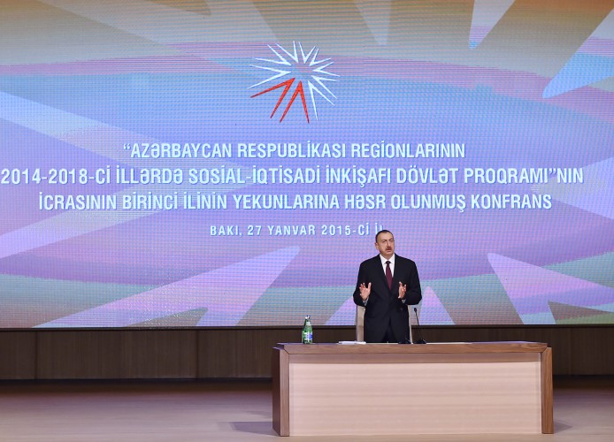 İlham Əliyev regionların sosial-iqtisadi inkişafı Dövlət Proqramının icrasının birinci ilinin yekunlarına həsr olunan konfransda iştirak edib (FOTO)