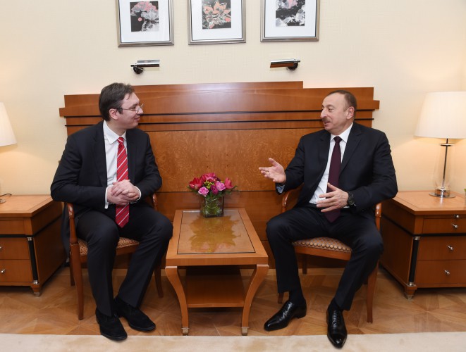 Azərbaycan Prezidenti İlham Əliyev Münxendə Serbiyanın Baş naziri ilə görüşüb  (FOTO)