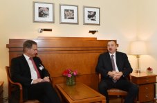 President Aliyev meets with president of Finland in Munich (PHOTO)