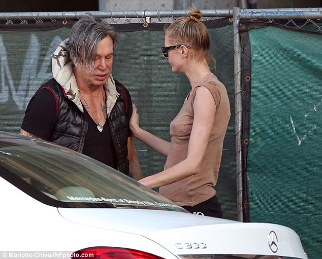 Mickey Rourke breaks down in tears while out in LA ...as he is consoled by girlfriend Anastassija Makarenko (PHOTO)