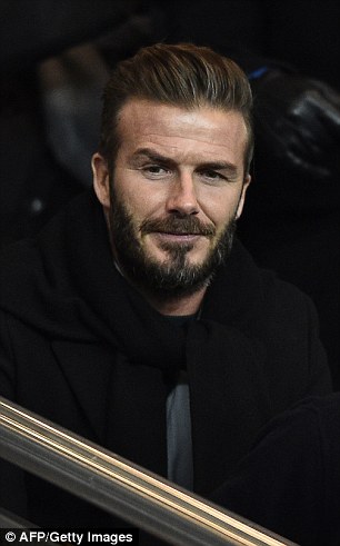 David Beckham joins former manager Sir Alex Ferguson and former French president Nicholas Sarkozy as Chelsea take on PSG in the Champions League (PHOTO)