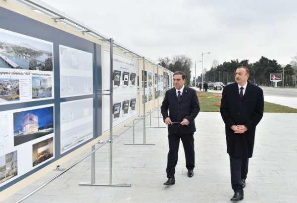 President Ilham Aliyev reviews ongoing redevelopment work at Heydar Aliyev Park in Mingachevir