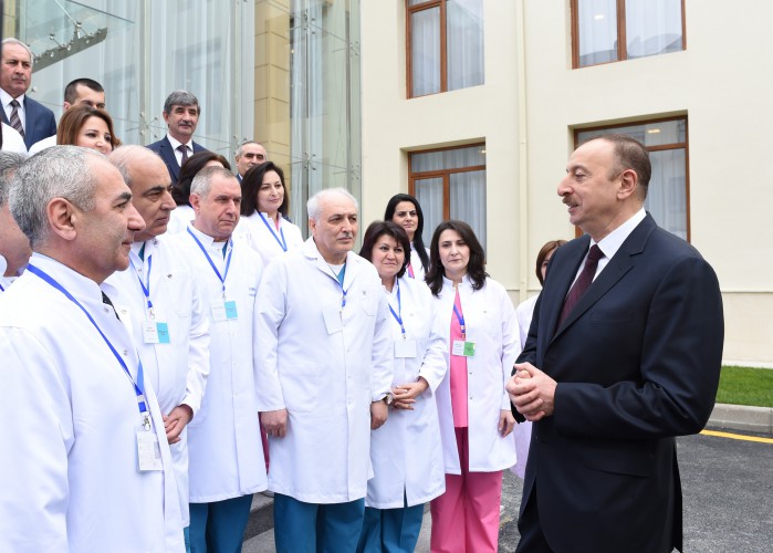 President Ilham Aliyev reviews reconstruction work at Mingachevir City Central Hospital