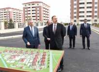 President Ilham Aliyev reviews newly-built residential complex for IDP families in Barda