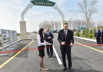 President Ilham Aliyev attends opening of Mollaisalar-Valiushaghı-Mollaahmadli-Sarkarlar highway in Barda