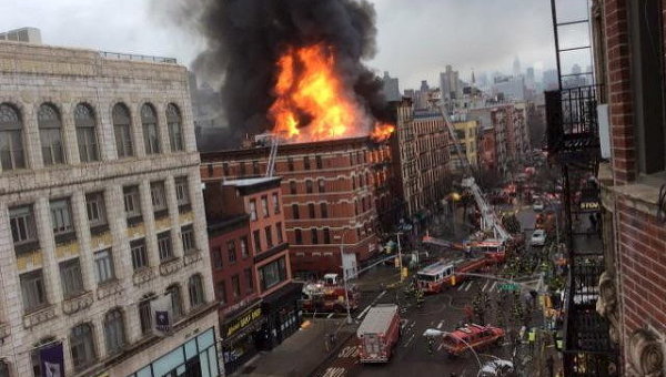 New York fire, building collapse injure 12; gas blast blamed