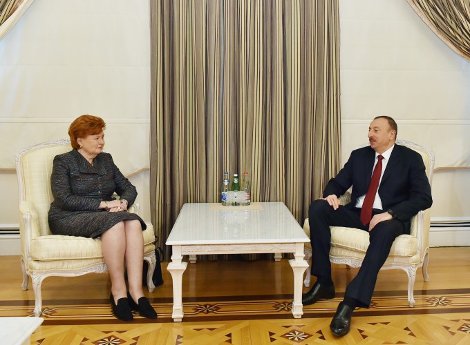 Azerbaijani president receives ex-president of Latvia and director of Bibliotheca Alexandrina