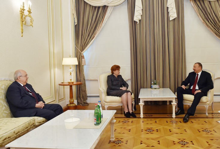 Azerbaijani president receives ex-president of Latvia and director of Bibliotheca Alexandrina