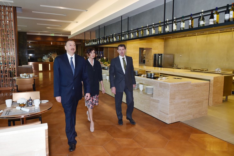 Azerbaijani president and his spouse attend opening of Inturist hotel