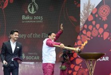 Baku 2015 flame arrives in Beylagan
