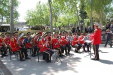 Azerbaijani Armed Forces orchestra in center of Baku