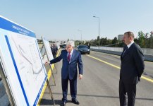 Ilham Aliyev attends opening of bridge and road in Baku (PHOTO)