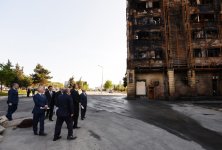 Президент Ильхам Алиев: Предварительная версия пожара в жилом здании в Баку – некачественные облицовочные материалы