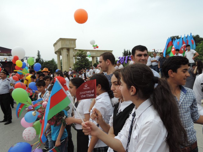 Aghsu welcomes flame of Baku 2015