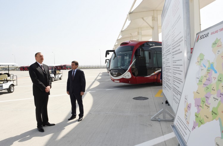Prezident İlham Əliyev ilk Avropa Oyunları üçün avtobus deposu və təlim mərkəzinin açılışında iştirak edib (FOTO)