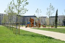 President Ilham Aliyev, his spouse review newly-built park in front of European Games Park (PHOTO)