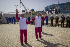 “Bakı-2015” birinci Avropa Oyunlarının məşəli Neft daşlarında (FOTO, VİDEO)
