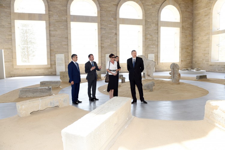President Ilham Aliyev, his spouse review Stone Annals Museum in National Flag Square (PHOTO)