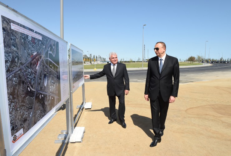 Президент Азербайджана и его супруга приняли участие в открытии пешеходного перехода на Баиловском бульваре (ФОТО)