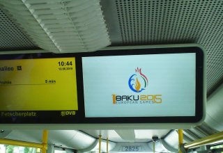 Bakı 2015 Avropa Oyunlarının reklamı Almaniyanın ictimai nəqliyyatında (FOTO)