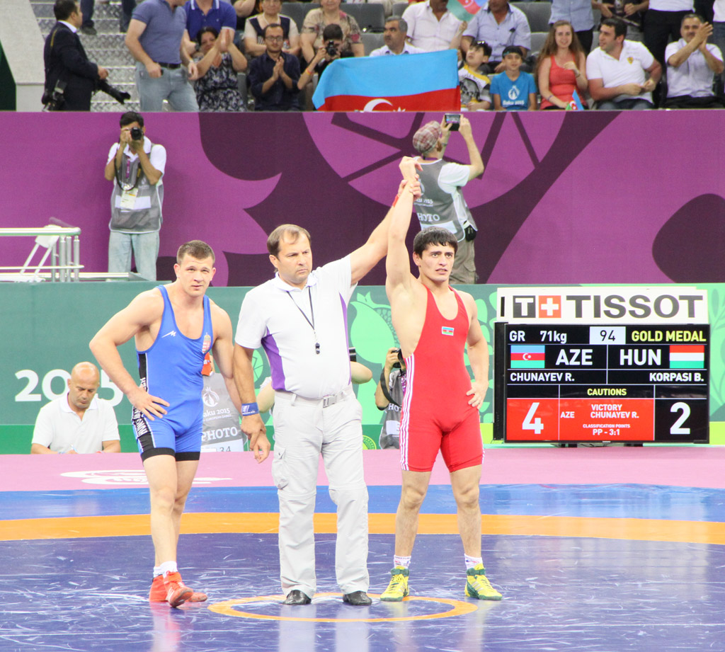 Azerbaijan grabs third gold medal at Baku 2015