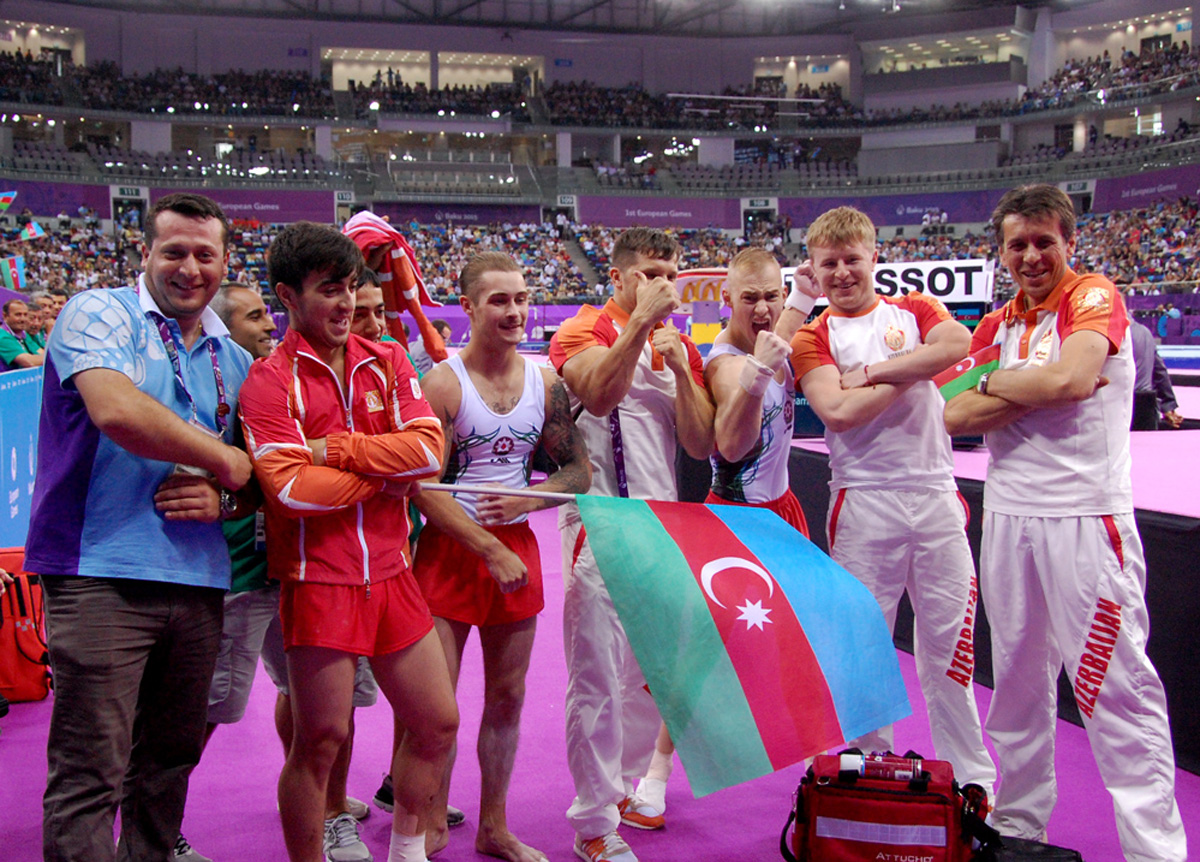 Azərbaycanın kişilərdən ibarət gimnastika yığması bürünc medal qazandı (FOTO)