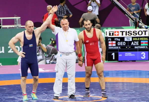 Azerbaijani wrestler wins gold medal at Baku 2015 European Games (PHOTO) (VIDEO)