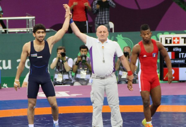 Azerbaijani wrestler Toghrul Asgarov in 1/4 finals at Rio 2016