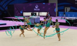 Азербайджанские гимнастки выступили с лентами в групповых упражнениях  в рамках Евроигр (ФОТО) - Gallery Thumbnail