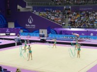 Азербайджанские гимнастки выступили с лентами в групповых упражнениях  в рамках Евроигр (ФОТО) - Gallery Thumbnail