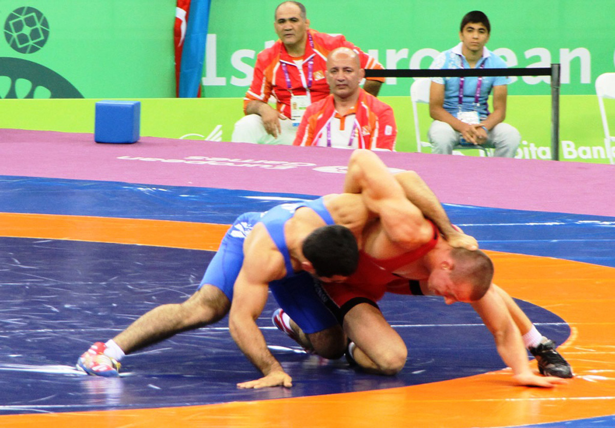 Еще два азербайджанских борца прошли в 1/4 финала на Евроиграх в Баку (версия 2)(ФОТО)
