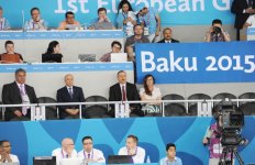 Президент Ильхам Алиев и его супруга Мехрибан Алиева наблюдали за борьбой Айхана Тагизаде за выход в финал соревнований по тхэквондо на Евроиграх (ФОТО)