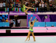 Akrobatika gimnastikası üzrə qadınlar arasında çoxnövçülük yarışlarının final mərhələsi başlayıb (FOTO)