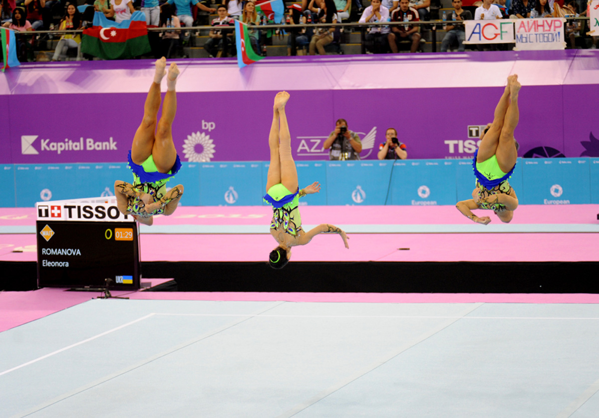 Akrobatika gimnastikası üzrə qadınlar arasında çoxnövçülük yarışlarının final mərhələsi başlayıb (FOTO)