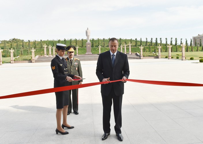 Azerbaijani president attends opening of naval base