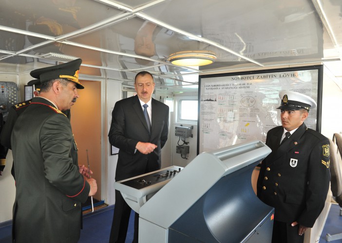 Azerbaijani president attends opening of naval base