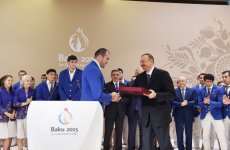 Mehriban Aliyeva awarded with “Heydar Aliyev” order for big contribution to organization of Baku 2015
