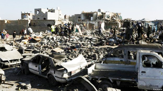 Airstrike hits market north of Yemen's Aden, over 45 killed