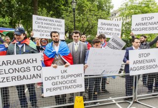 European Azerbaijan Society holding protest action in front of Chatham House building
