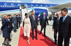 President Ilham Aliyev, his spouse arrived in Italy on a working visit (PHOTO)