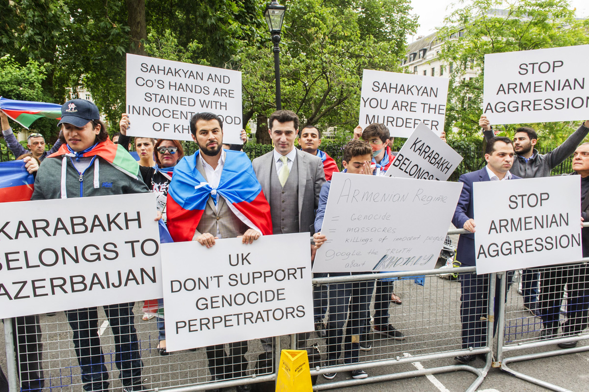 European Azerbaijan Society holding protest action in front of Chatham House building