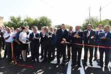 Azerbaijani president attends opening of highway in Jalilabad