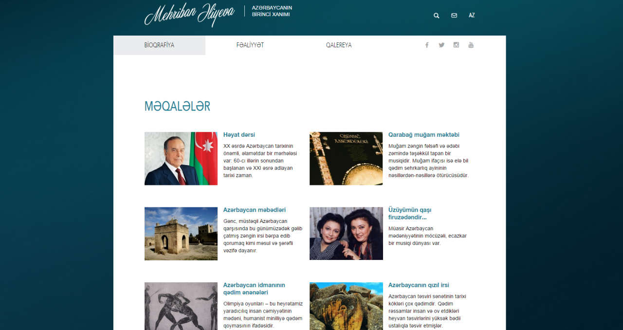 Официальный сайт Первой леди Азербайджана Мехрибан Алиевой представлен в новом дизайне (ФОТО)