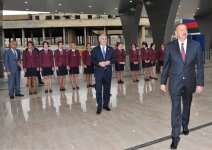 Azerbaijani president attends ceremony to see off first train on Baku-Sumgayit route