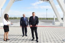Azerbaijani president attends opening of Flag Square in Kurdamir district