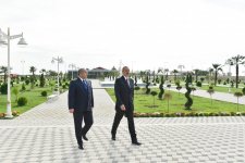 Azerbaijani president attends opening of Flag Square in Kurdamir district